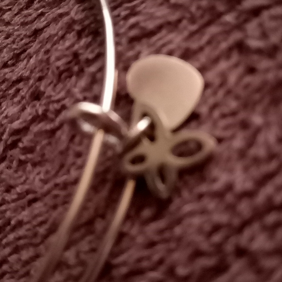 Silver color bracelet w "Amazing Grace", butterfly, n heart charms on it - Picture 4 of 5